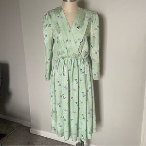 Richard Warren vintage light green floral silk dress size 8